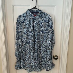 Au Noir Men's Blue Paisley Dress Shirt